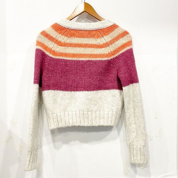 American Eagle Sweater Womens‎ XS Striped Cardigan Cropped Chunky Knit - Picture 4 of 7